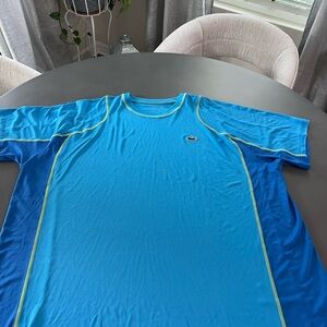 Lacoste Sport TShirt Men Size 4XL Blue With Yellow Polyester Ultra Dry Logo